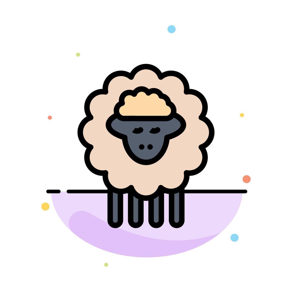 Mutton Ram Sheep Spring Abstract Flat Color Icon Template vector