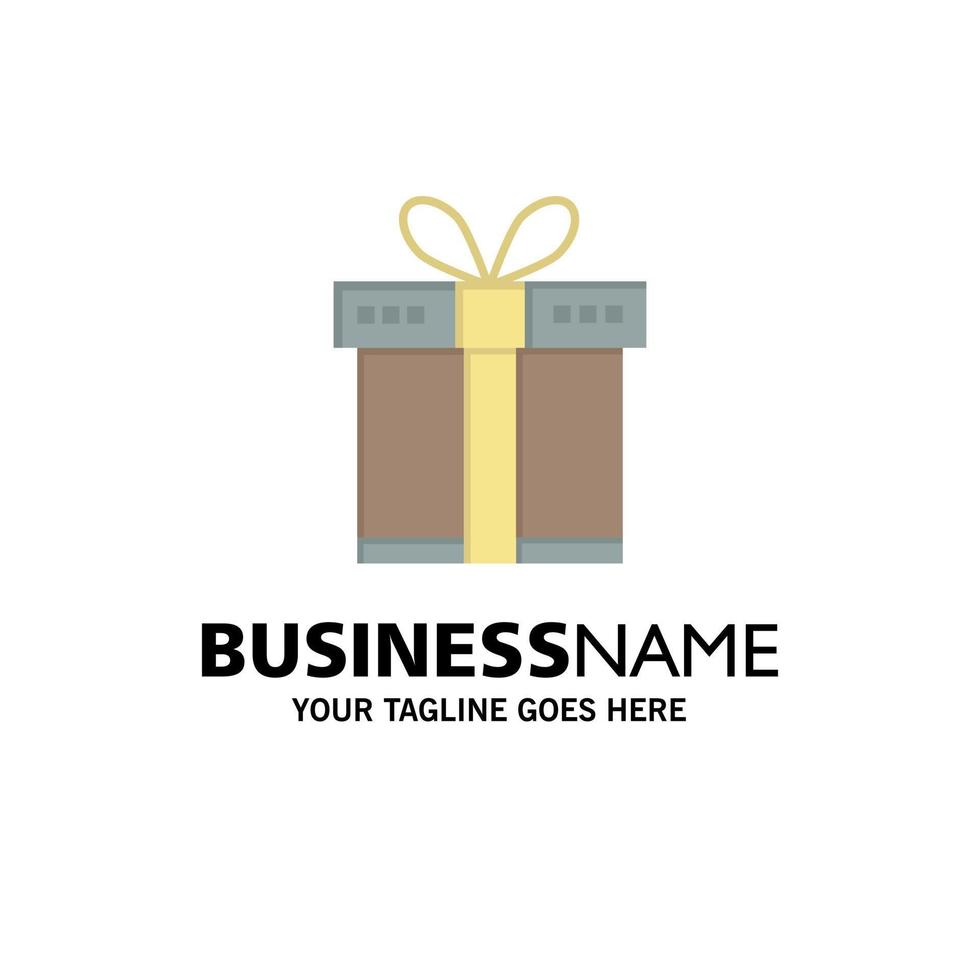 Gift Box Shopping Ribbon Business Logo Template Flat Color vector