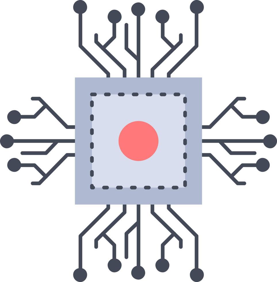 chip cpu microchip procesador tecnología color plano icono vector