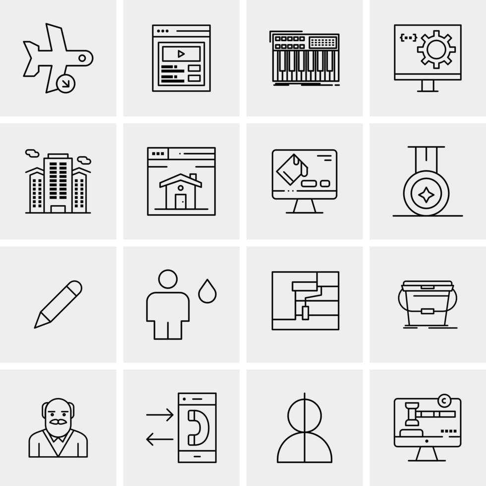 16 iconos de negocios universales vector ilustración de icono creativo para usar en proyectos relacionados con la web y dispositivos móviles