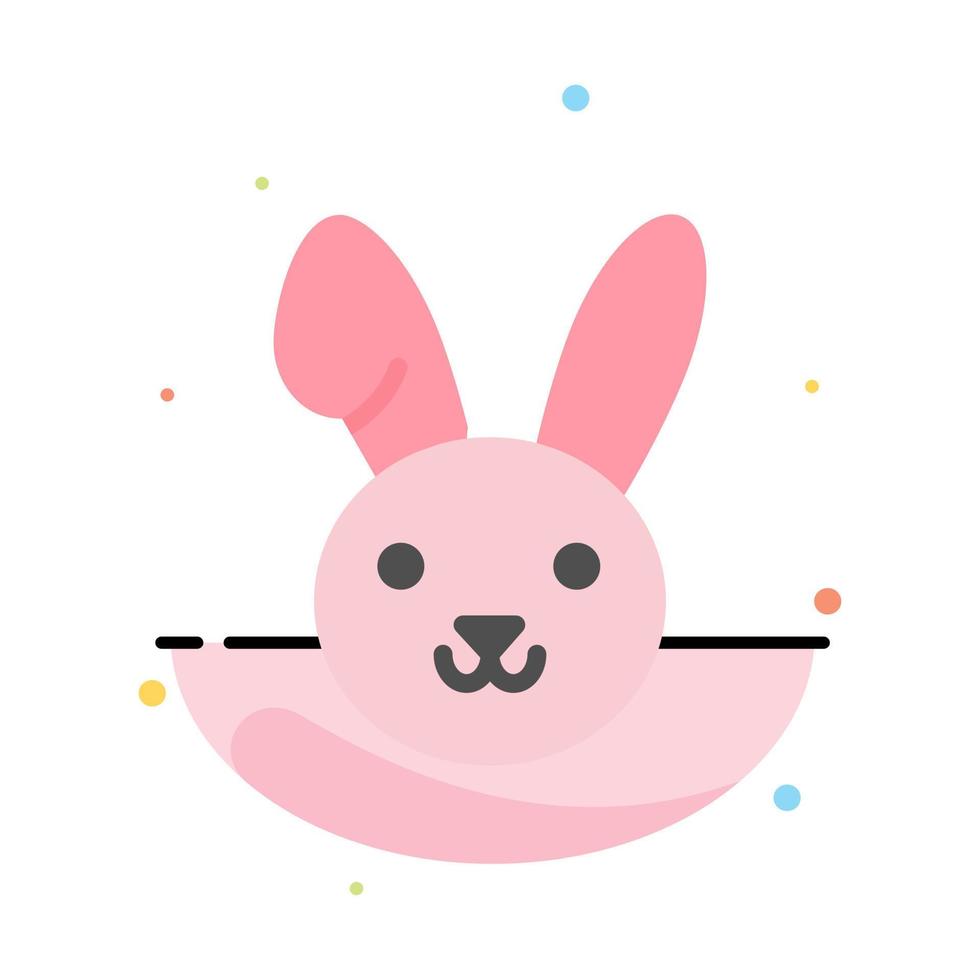 Bunny Easter Rabbit Abstract Flat Color Icon Template vector