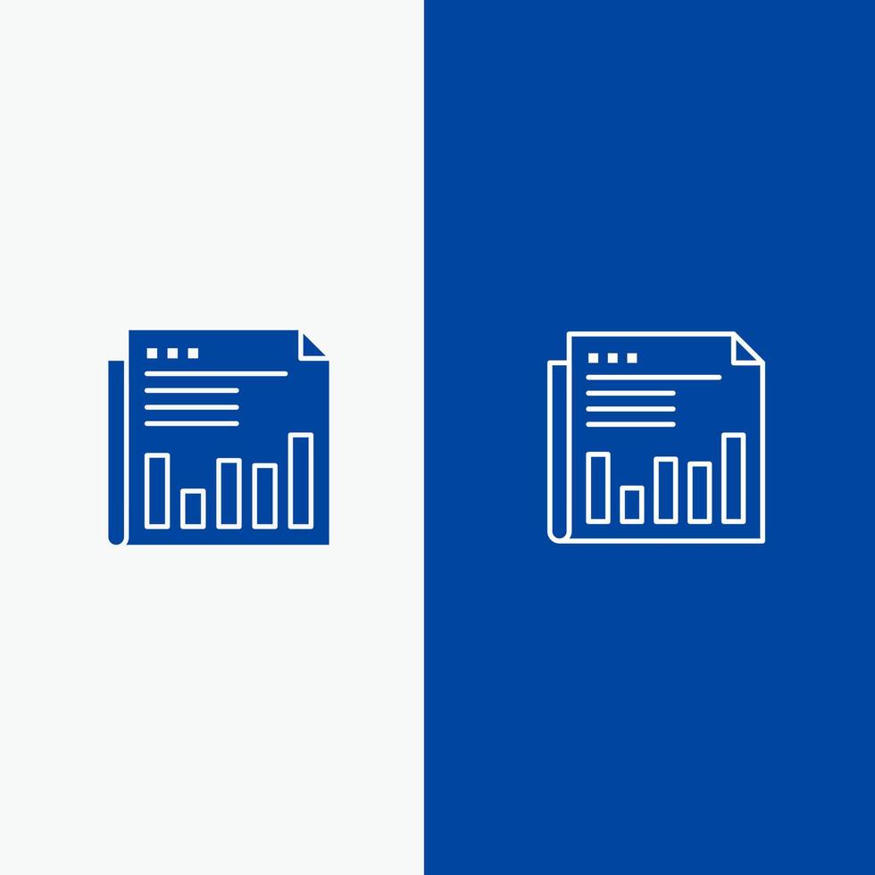 Newspaper Business Financial Market News Paper Times Line and Glyph Solid icon Blue banner Line and Glyph Solid icon Blue banner vector