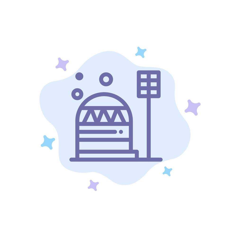 Base Colony Construction Dome Habitation Blue Icon on Abstract Cloud Background vector
