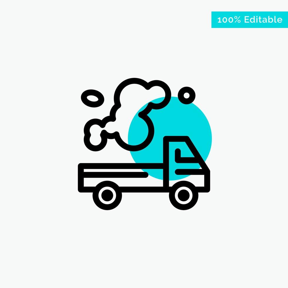 Automobile Truck Emission Gas Pollution turquoise highlight circle point Vector icon