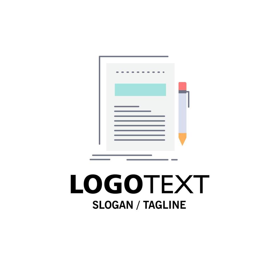 Business document file paper presentation Flat Color Icon Vector