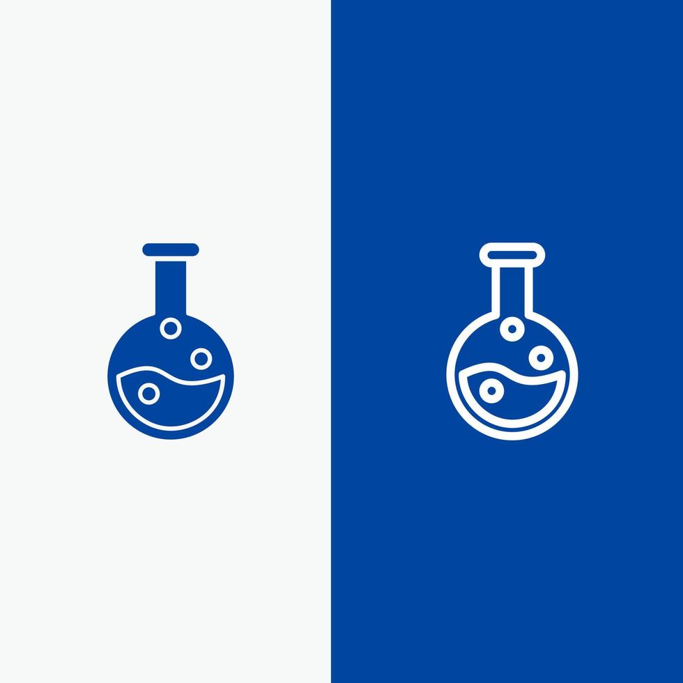 laboratorio de educación línea de laboratorio y glifo icono sólido bandera azul línea y glifo icono sólido bandera azul vector