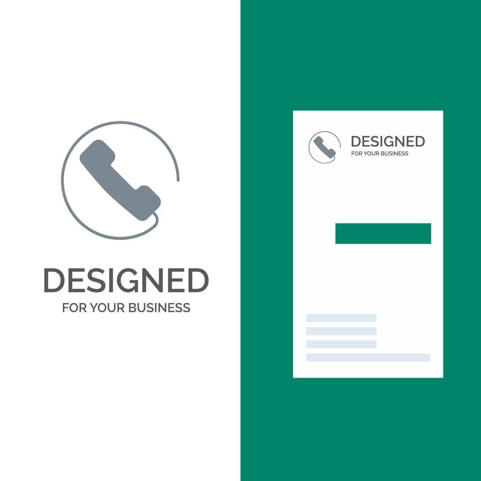 Answer Call Phone Grey Logo Design and Business Card Template vector