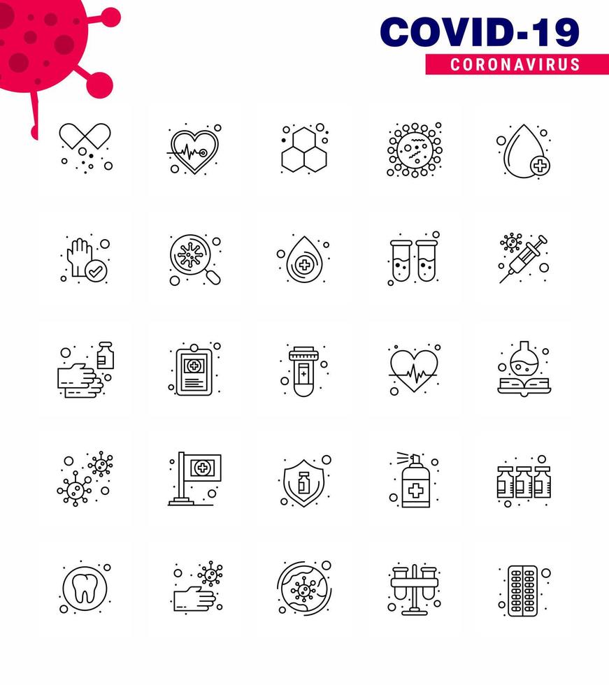 25 Coronavirus Emergency Iconset Blue Design such as blood virus chemistry covid bacteria viral coronavirus 2019nov disease Vector Design Elements