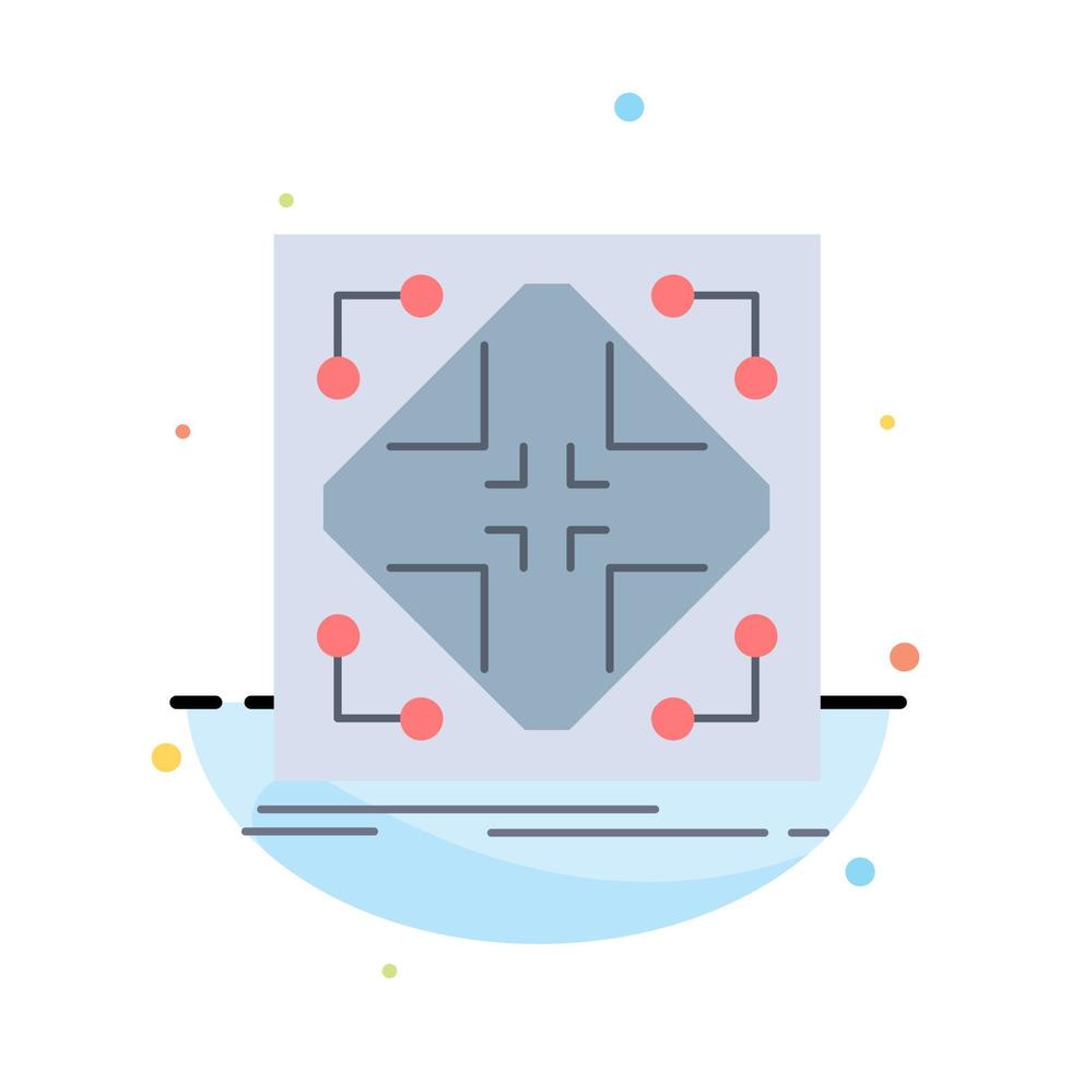 Data infrastructure network matrix grid Flat Color Icon Vector