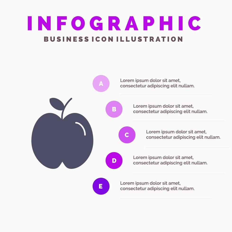 Apple Education School Study Solid Icon Infographics 5 Steps Presentation Background vector