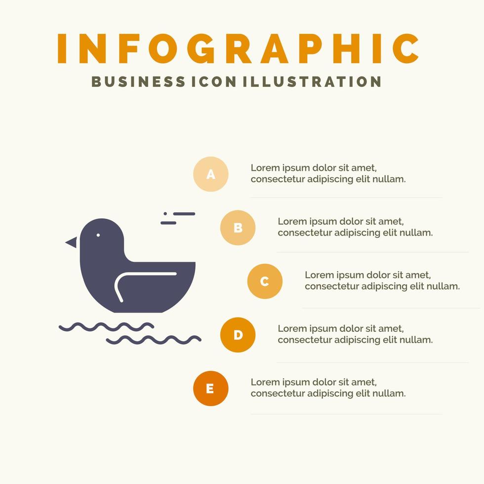 pato río canadá sólido icono infografía 5 pasos presentación antecedentes vector