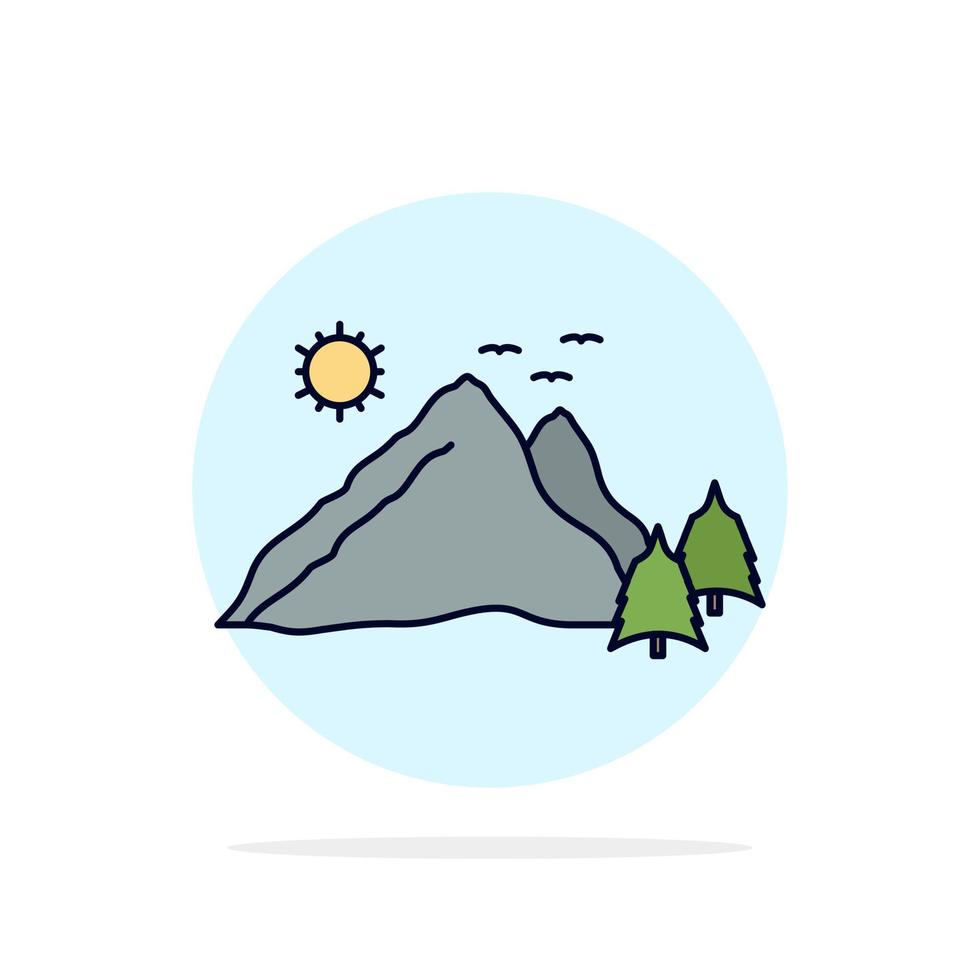 mountain landscape hill nature scene Flat Color Icon Vector