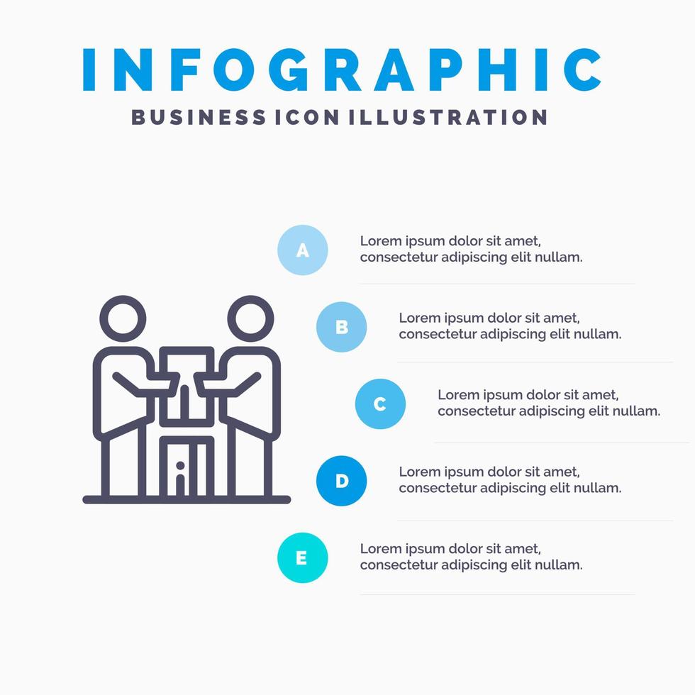 Business Cooperation Partners Partnership Team Line icon with 5 steps presentation infographics Background vector