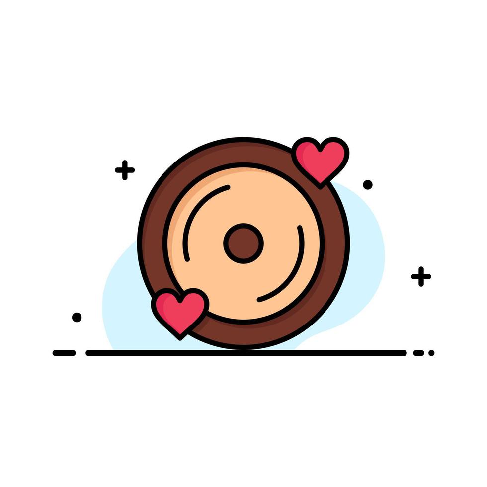 Disk Love Heart Wedding Business Logo Template Flat Color vector