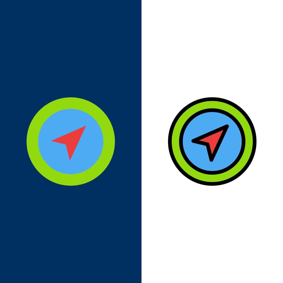 Location Map Pointer Pin  Icons Flat and Line Filled Icon Set Vector Blue Background