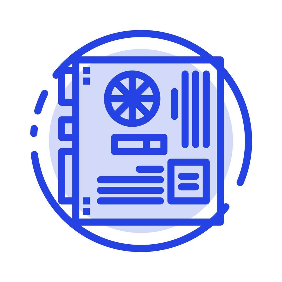 Computer Main Mainboard Mother Motherboard Blue Dotted Line Line Icon vector