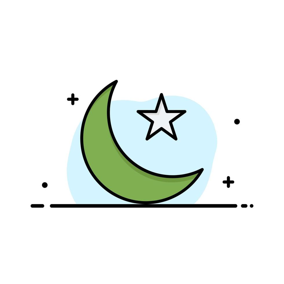 luna noche estrella noche negocio línea plana lleno icono vector banner plantilla