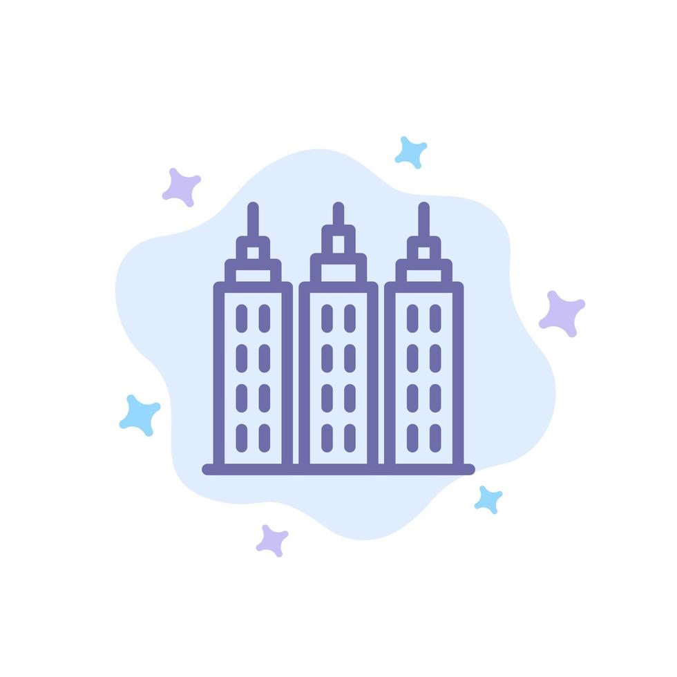 Building Construction Tower Blue Icon on Abstract Cloud Background vector