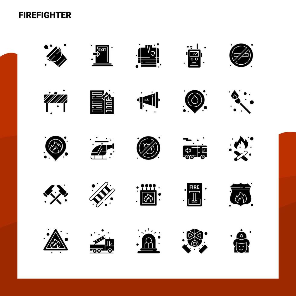 25 Firefighter Icon set Solid Glyph Icon Vector Illustration Template For Web and Mobile Ideas for business company