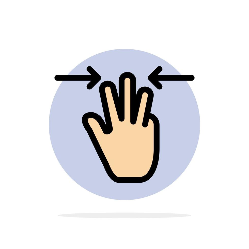 gestos mano móvil tres dedos círculo abstracto fondo color plano icono vector