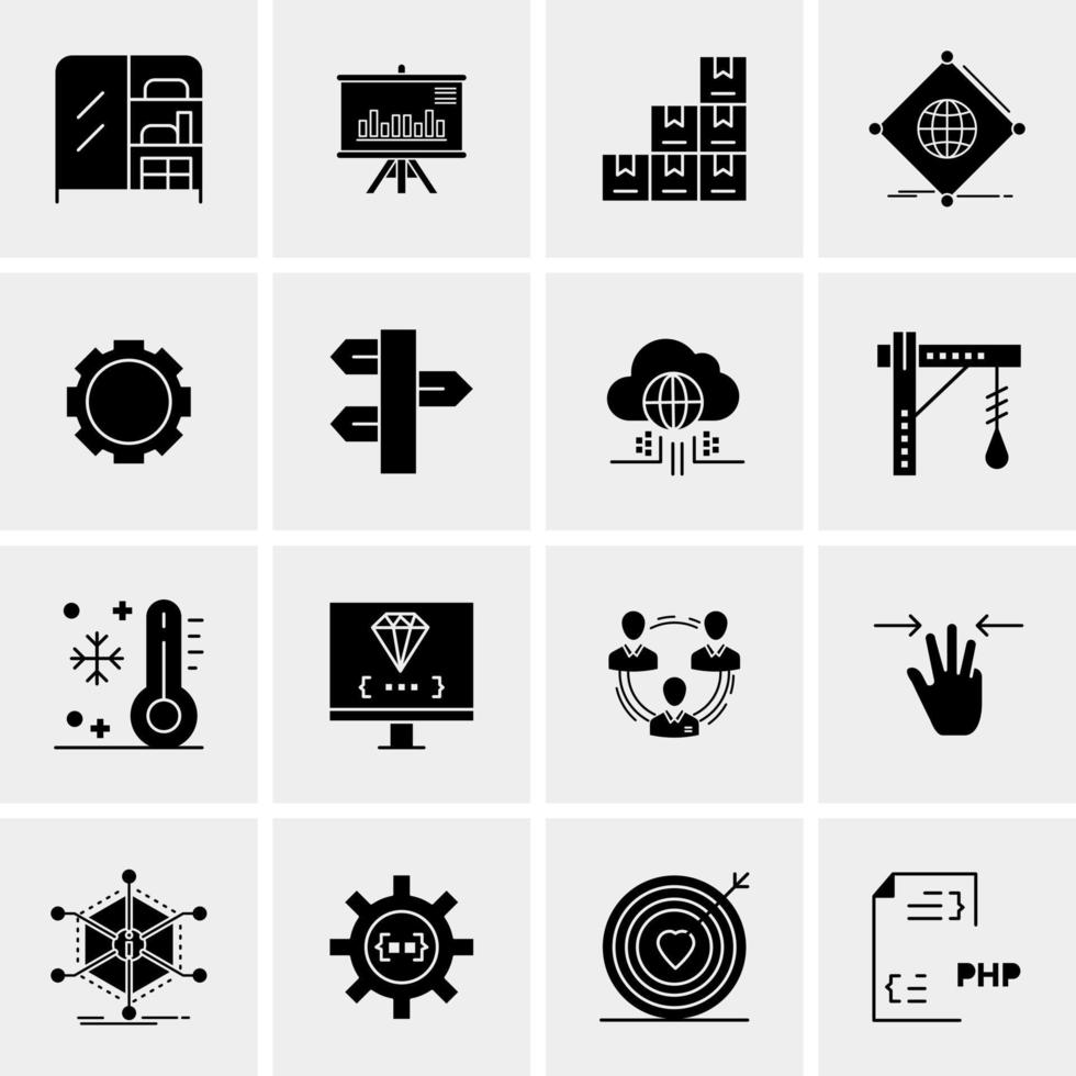 16 iconos de negocios universales vector ilustración de icono creativo para usar en proyectos relacionados con la web y dispositivos móviles