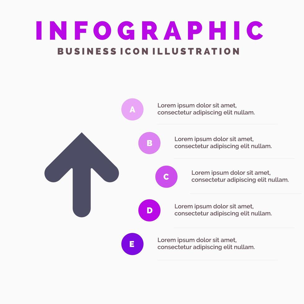 flecha flecha arriba cargar sólido icono infografía 5 pasos presentación antecedentes vector