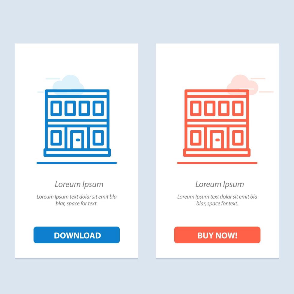 Construction Door House Building  Blue and Red Download and Buy Now web Widget Card Template vector