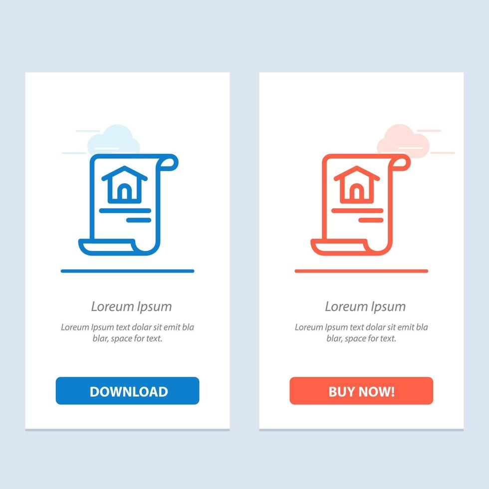 Construction Document Home Building  Blue and Red Download and Buy Now web Widget Card Template vector