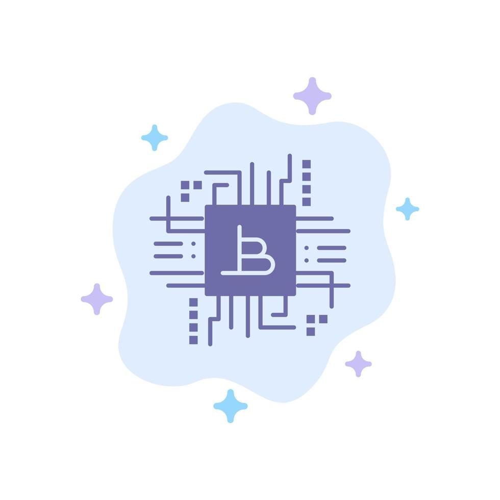 Money Industry Bitcoin Computer Finance Blue Icon on Abstract Cloud Background vector