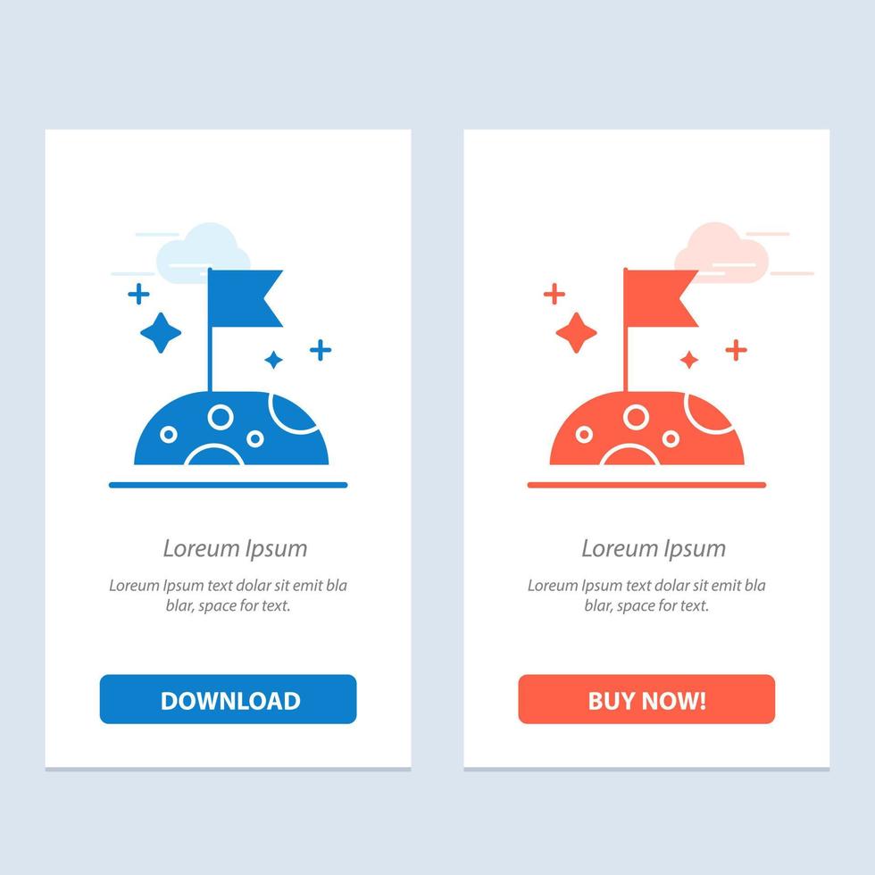 Moon Slow Space  Blue and Red Download and Buy Now web Widget Card Template vector