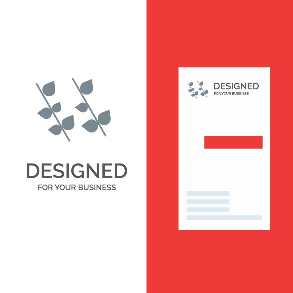 Ecology Leaf Nature Spring Grey Logo Design and Business Card Template vector