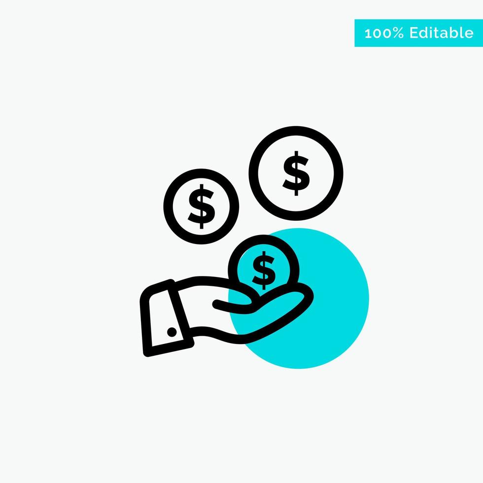 tech Industry Hand Dollar Industry turquoise highlight circle point Vector icon