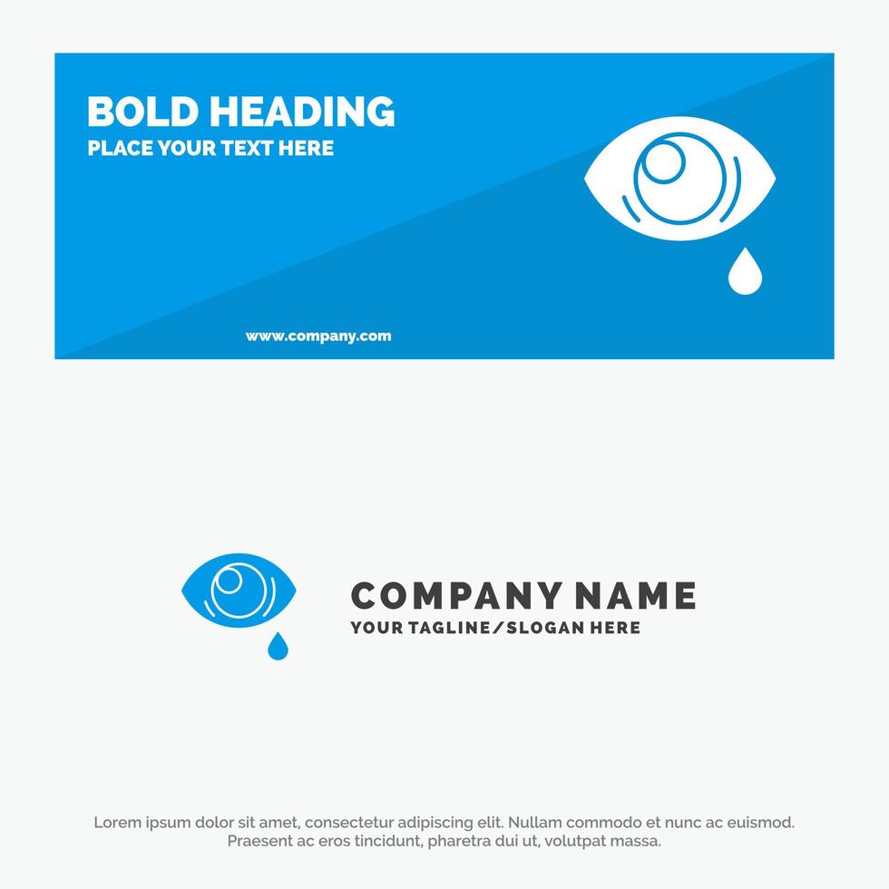 Eye Droop Eye Sad SOlid Icon Website Banner and Business Logo Template vector