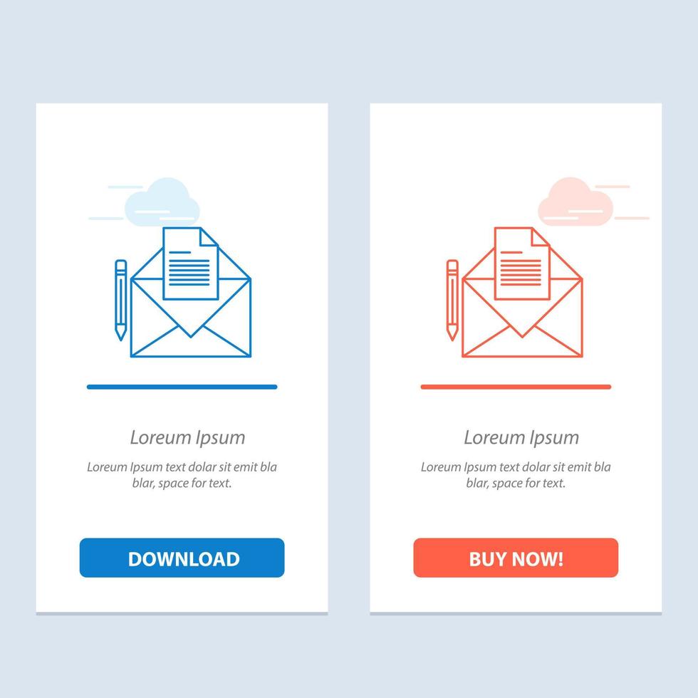 Mail Message Fax Letter  Blue and Red Download and Buy Now web Widget Card Template vector