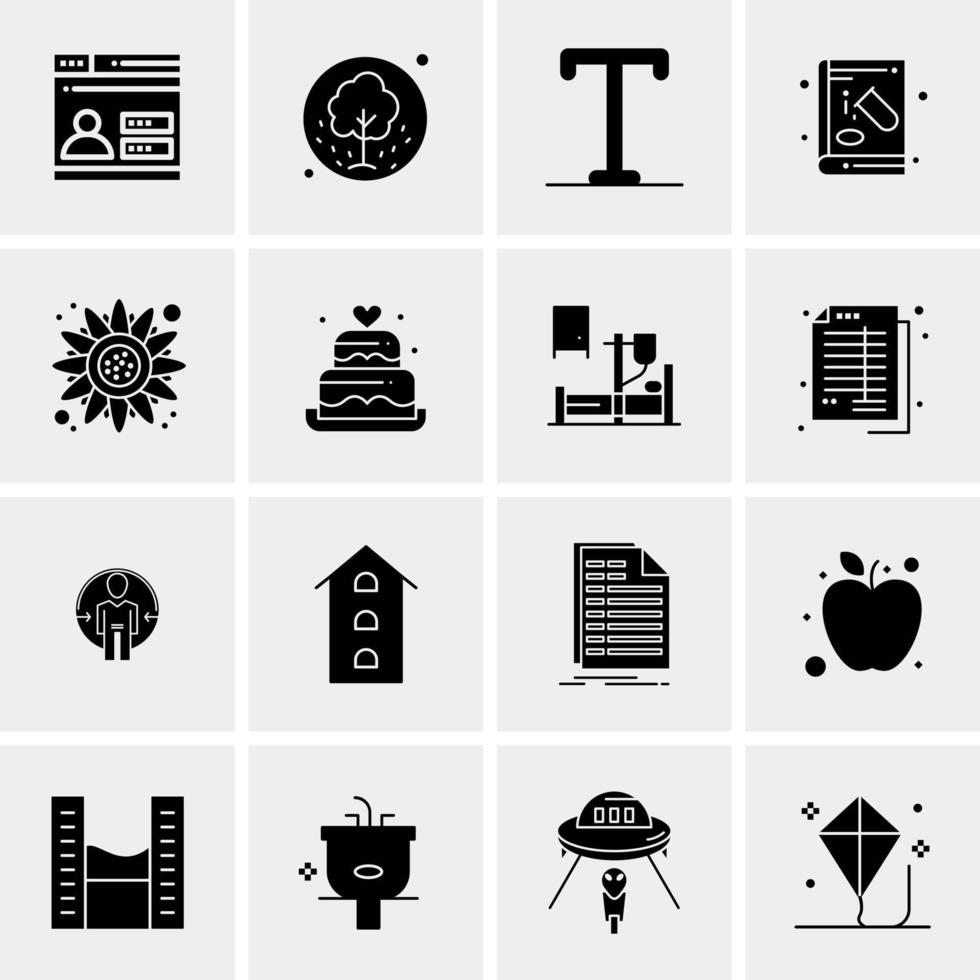 16 iconos de negocios universales vector ilustración de icono creativo para usar en proyectos relacionados con la web y dispositivos móviles