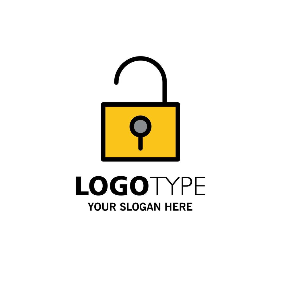 Lock Unlocked User Interface Business Logo Template Flat Color vector