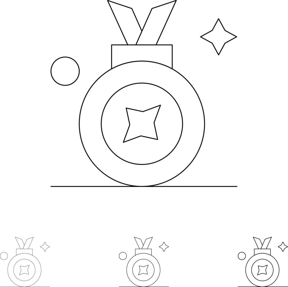 Award Award Badge Award Ribbon Badge Bold and thin black line icon set vector