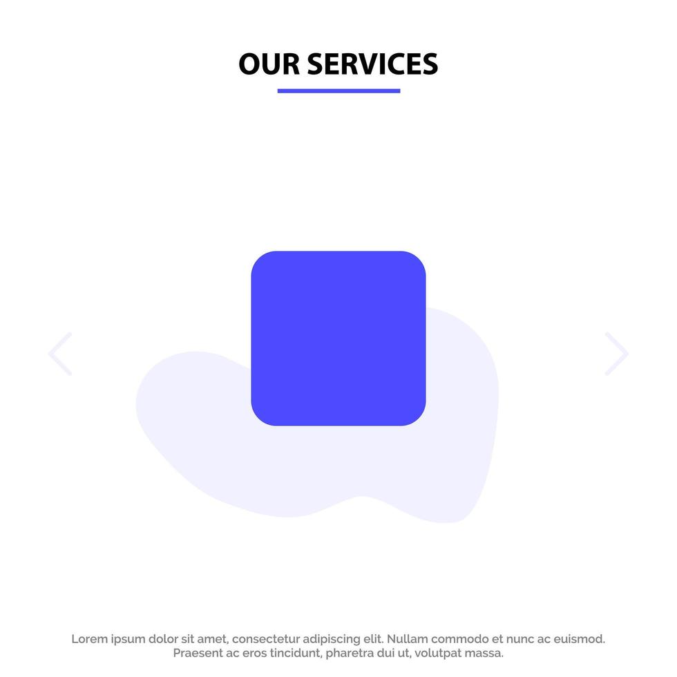 Our Services Box Checkbox Unchecked Solid Glyph Icon Web card Template vector