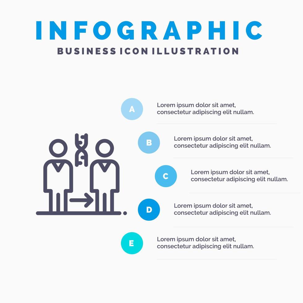 Dna Cloning Patient Hospital Health Line icon with 5 steps presentation infographics Background vector