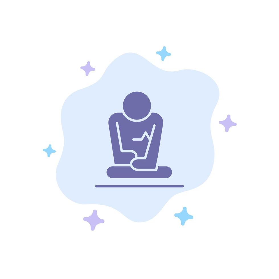 Fast Meditation Training Yoga Blue Icon on Abstract Cloud Background vector