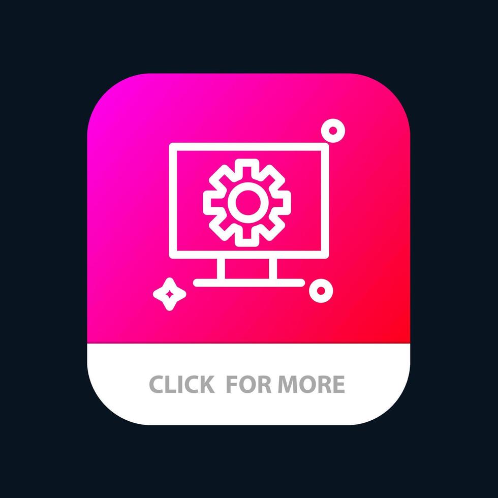 Computer Hardware Setting Gear Mobile App Button Android and IOS Line Version vector