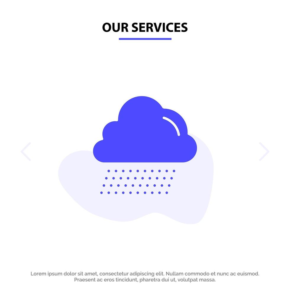 Our Services Cloud Rain Canada Solid Glyph Icon Web card Template vector