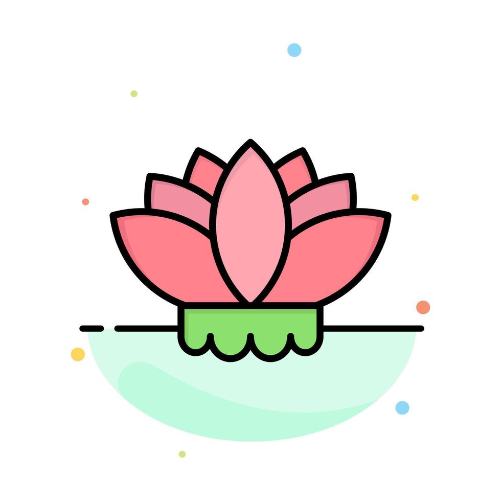 Flower China Chinese Abstract Flat Color Icon Template vector