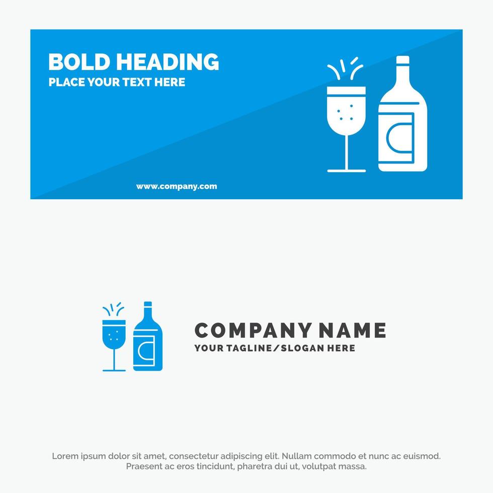 Glass Bottle Easter Drink SOlid Icon Website Banner and Business Logo Template vector