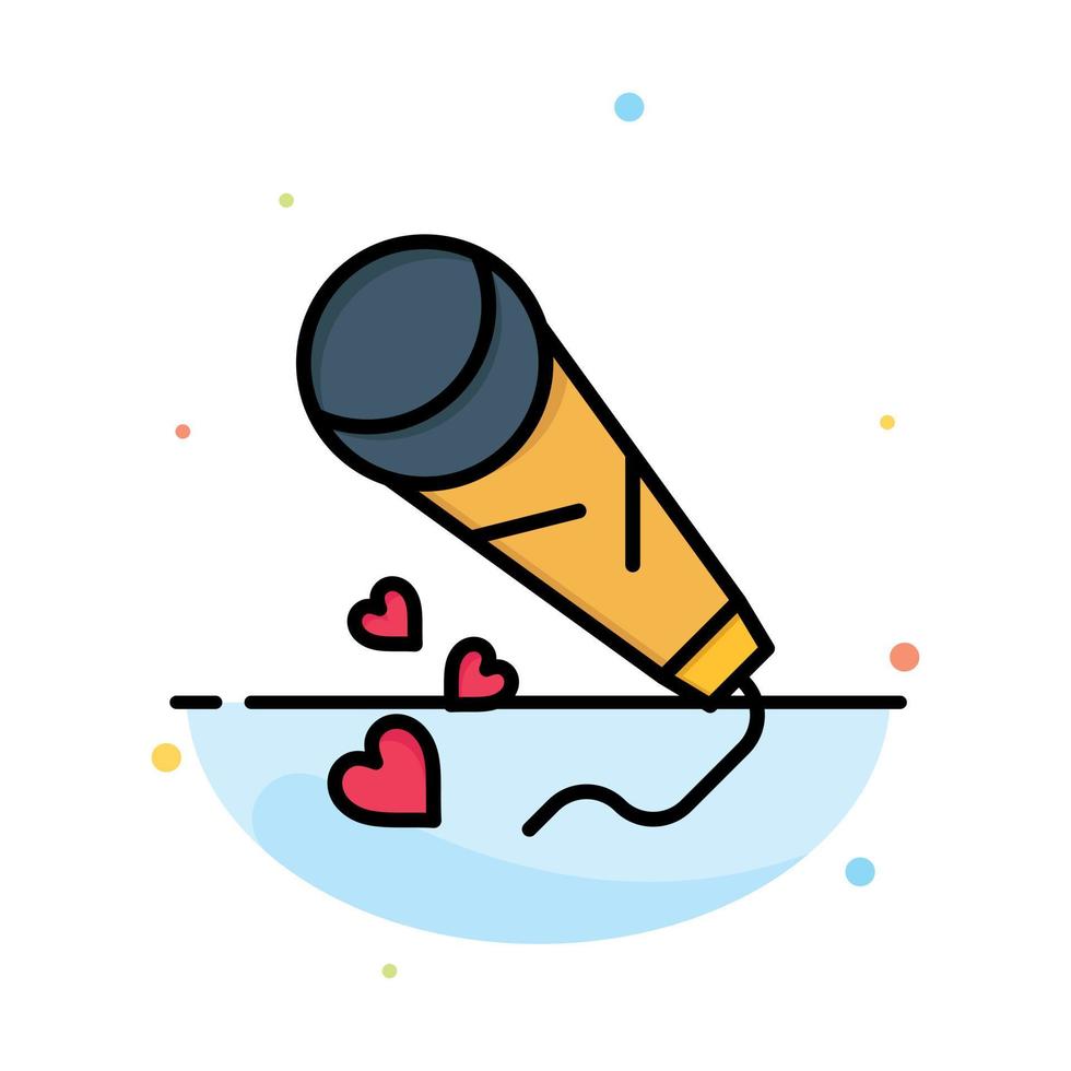 Mic Hearts Love Loving Wedding Abstract Flat Color Icon Template vector