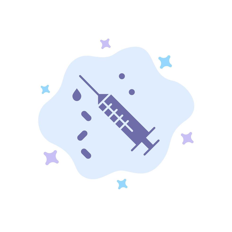 Injection Syringe Vaccine Treatment Blue Icon on Abstract Cloud Background vector