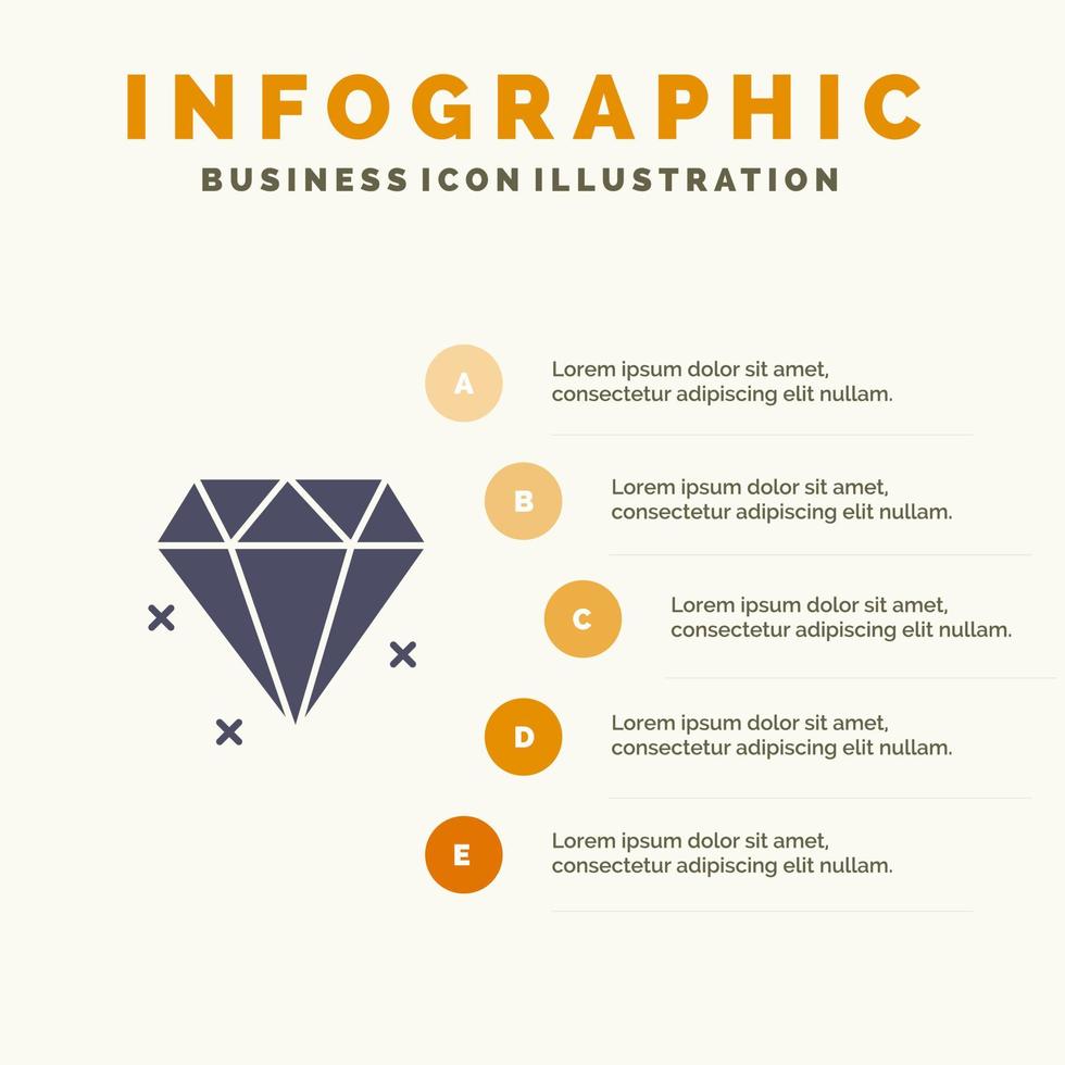 plantilla de presentación de infografías de joyas de diamantes presentación de 5 pasos vector