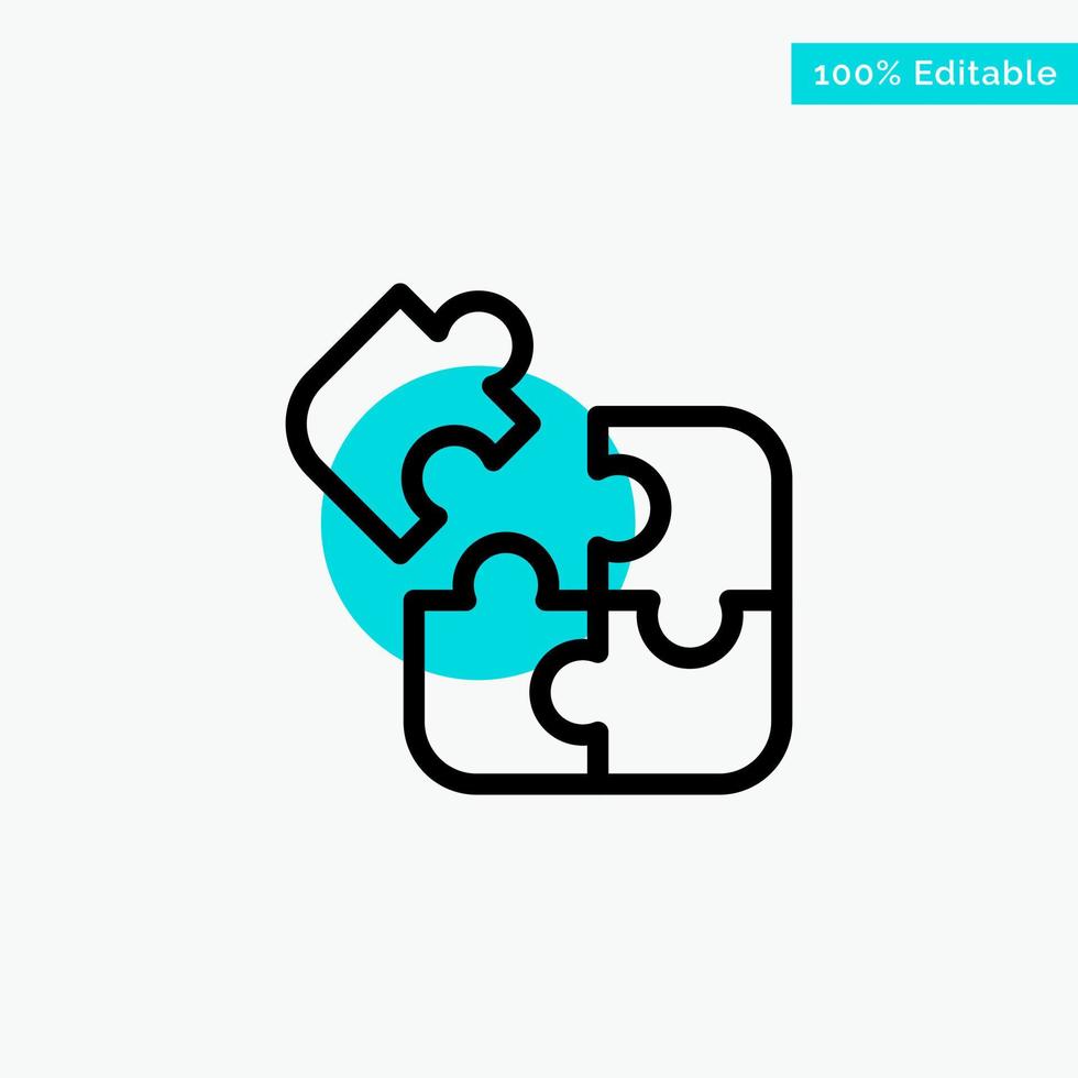Business Game Logic Puzzle Square turquoise highlight circle point Vector icon