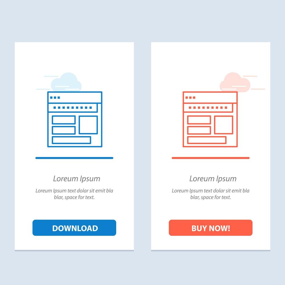 Website Browser Business Corporate Page Web Webpage  Blue and Red Download and Buy Now web Widget Card Template vector