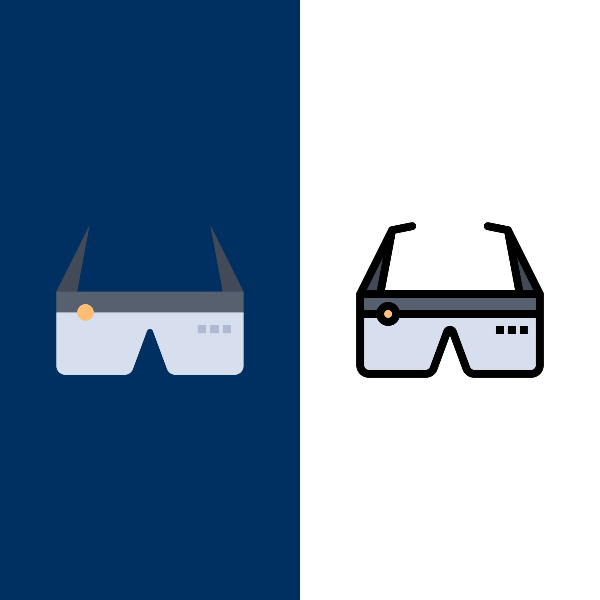 Computer Computing Digital Glasses Google Icons Flat and Line Filled Icon Set Vector Blue